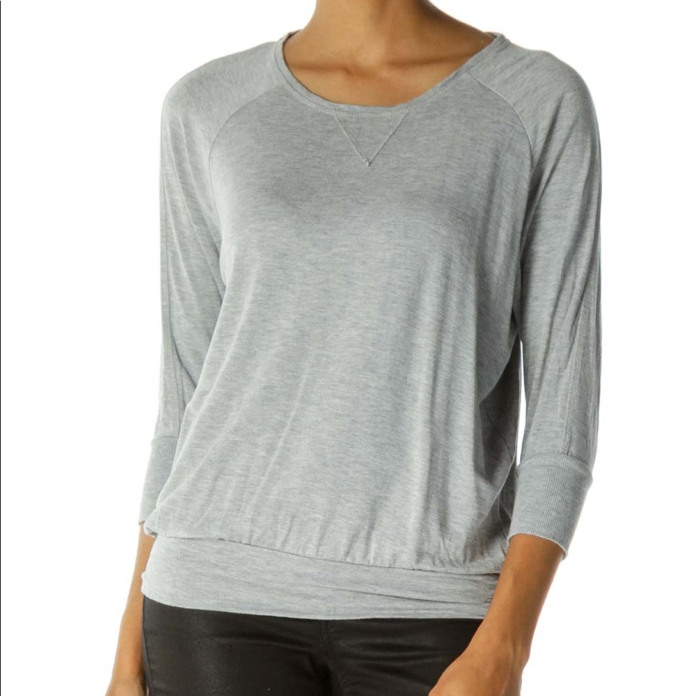 Athleta Gray Peaceful Pullover Round Neck Stretch Jersey Knit Top Size Small - Picture 1 of 12